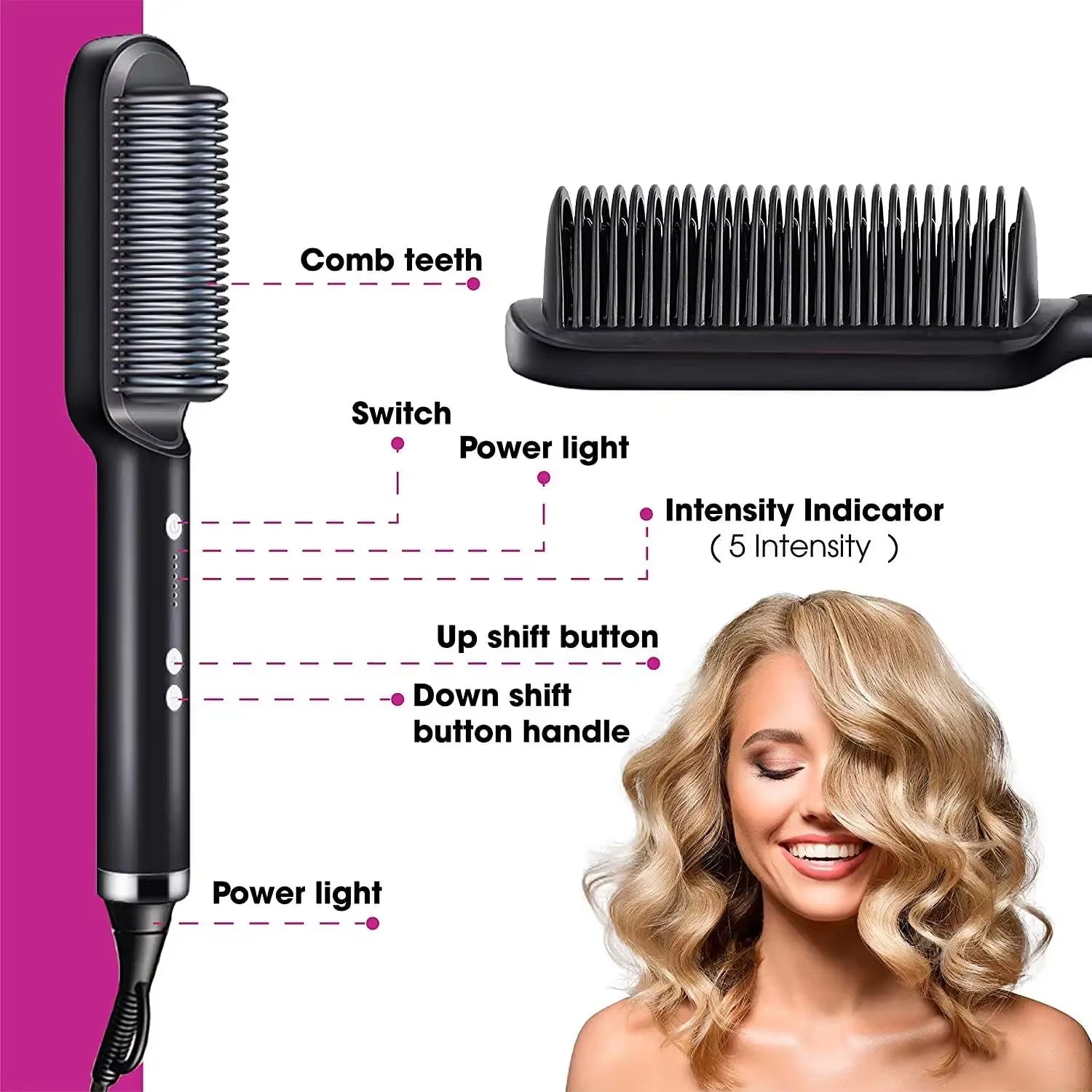 Electric Heating Comb Hair Straightener Comb Negative 5 Gear Ion Not Hurt Hair Portable Convenient Electric Straightening Brus